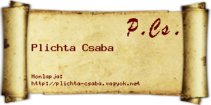Plichta Csaba névjegykártya
