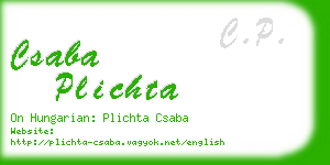 csaba plichta business card